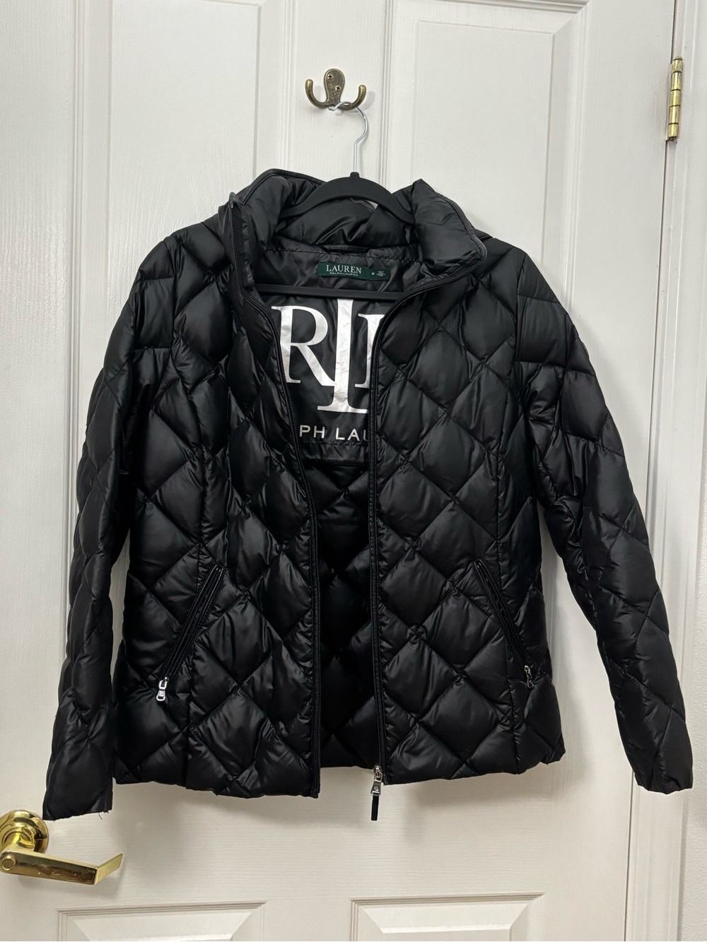 Lauren Ralph Lauren Women’s Medium Black Quilted Down Puffer Jacket Hooded